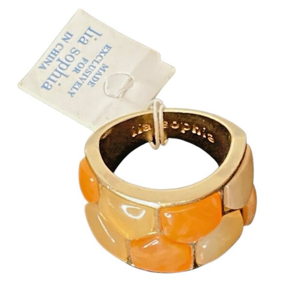 Lia Sophia Honeycomb Fall Color Ring Size 7 Antique Gold Chunky NWT - Picture 5 of 11